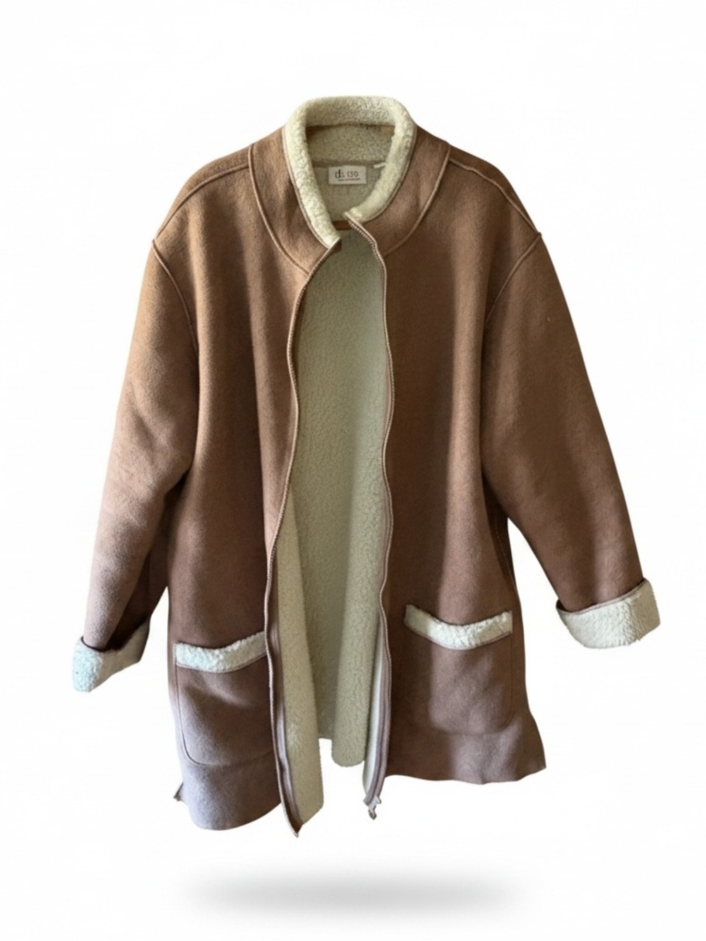 Denim&Co Cream Sherpa Jacket